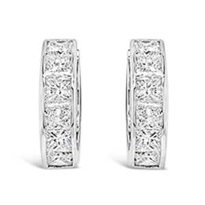 Princess cut Diamond Hoop Earrings
