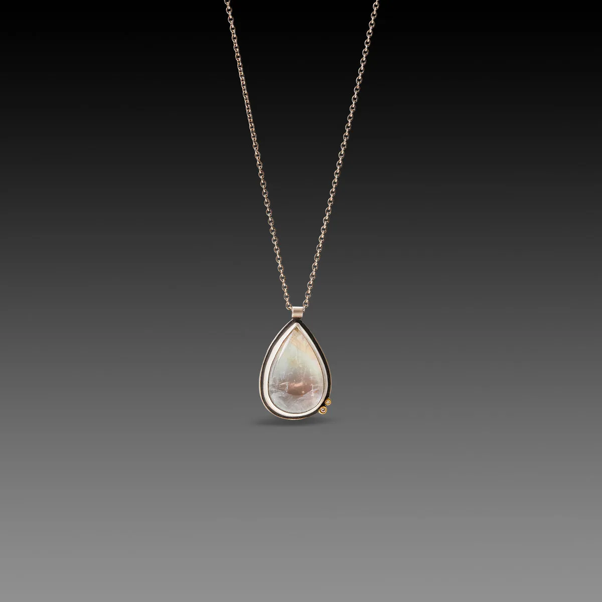 Rainbow Moonstone Teardrop Necklace