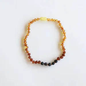 Raw Ombre Amber  Lava Stone 11" - Baltic Amber Necklace