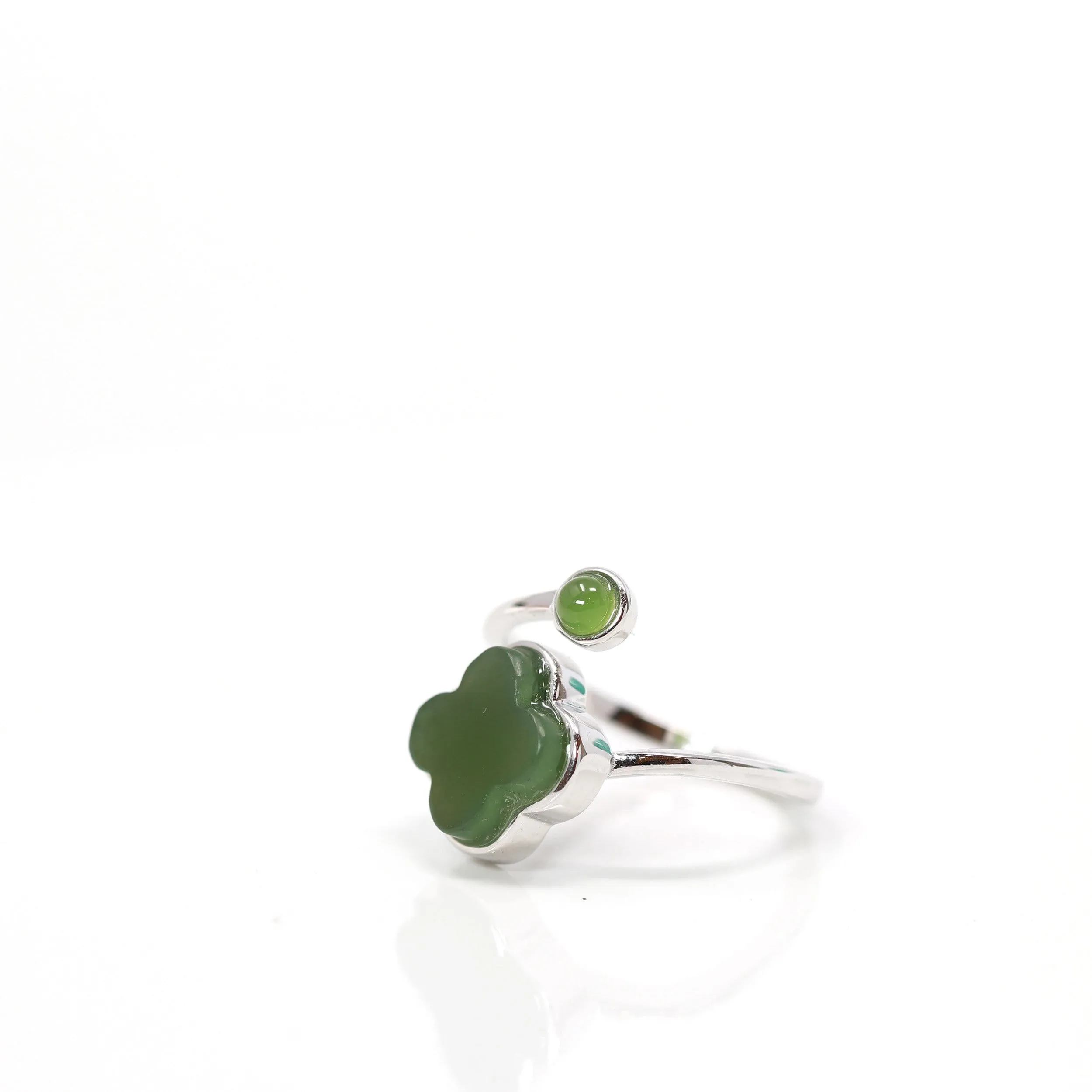 RealJade® "Lucky Four Leaf Clover" Sterling Silver Real Green Nephrite Jade Earrings