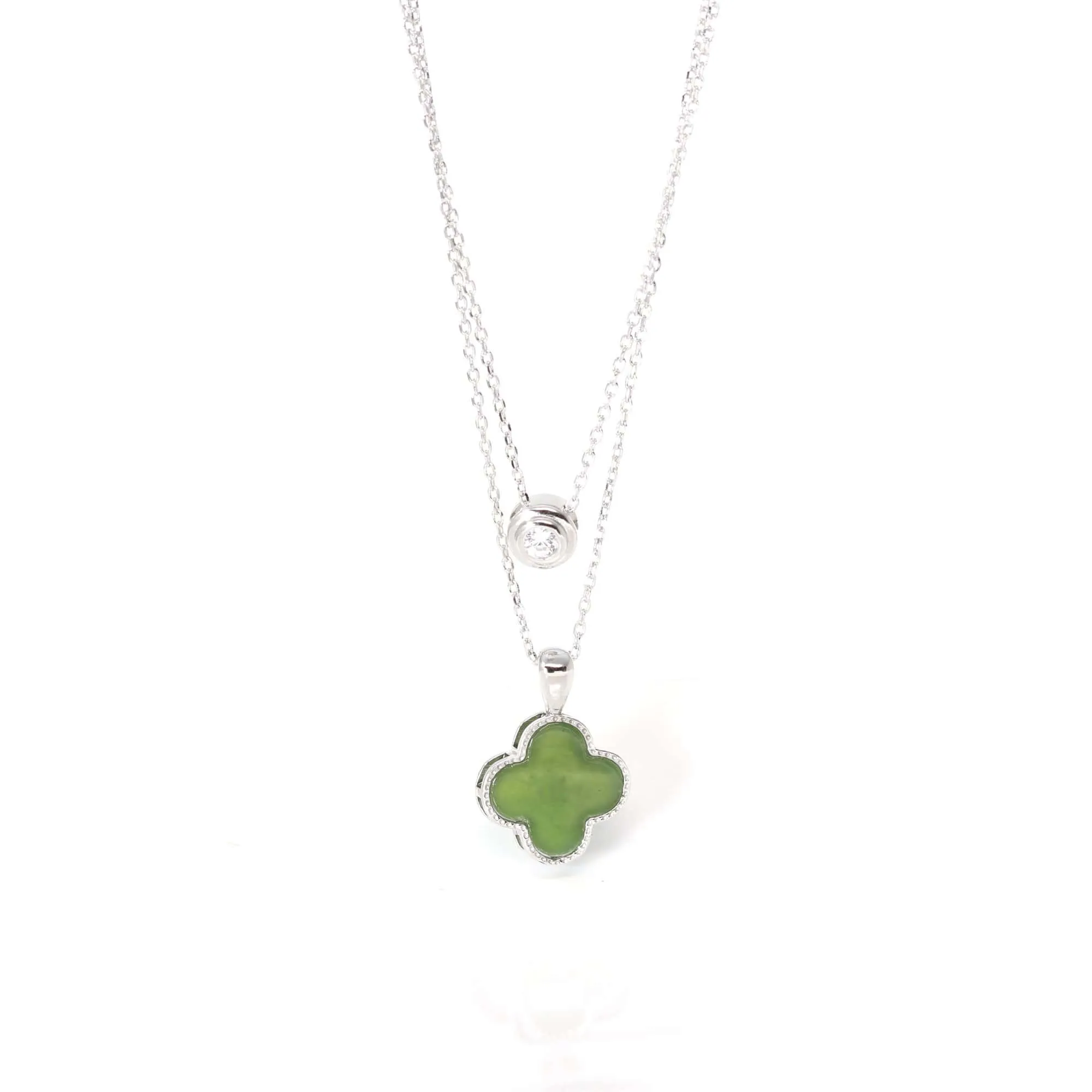 RealJade® "Lucky Four Leaf Clover" Sterling Silver Real Green Nephrite Jade Earrings