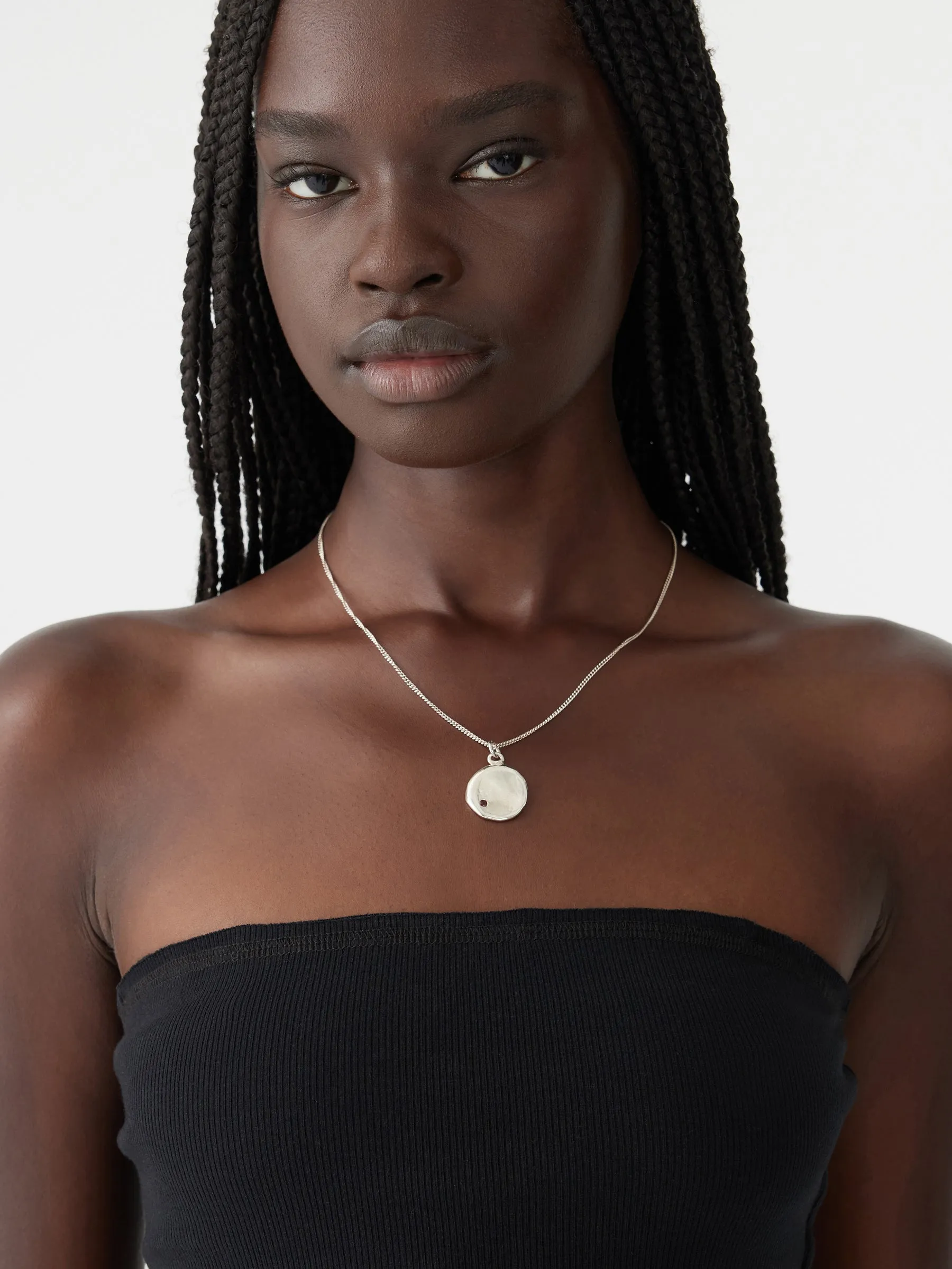 released from love garnet dot necklace