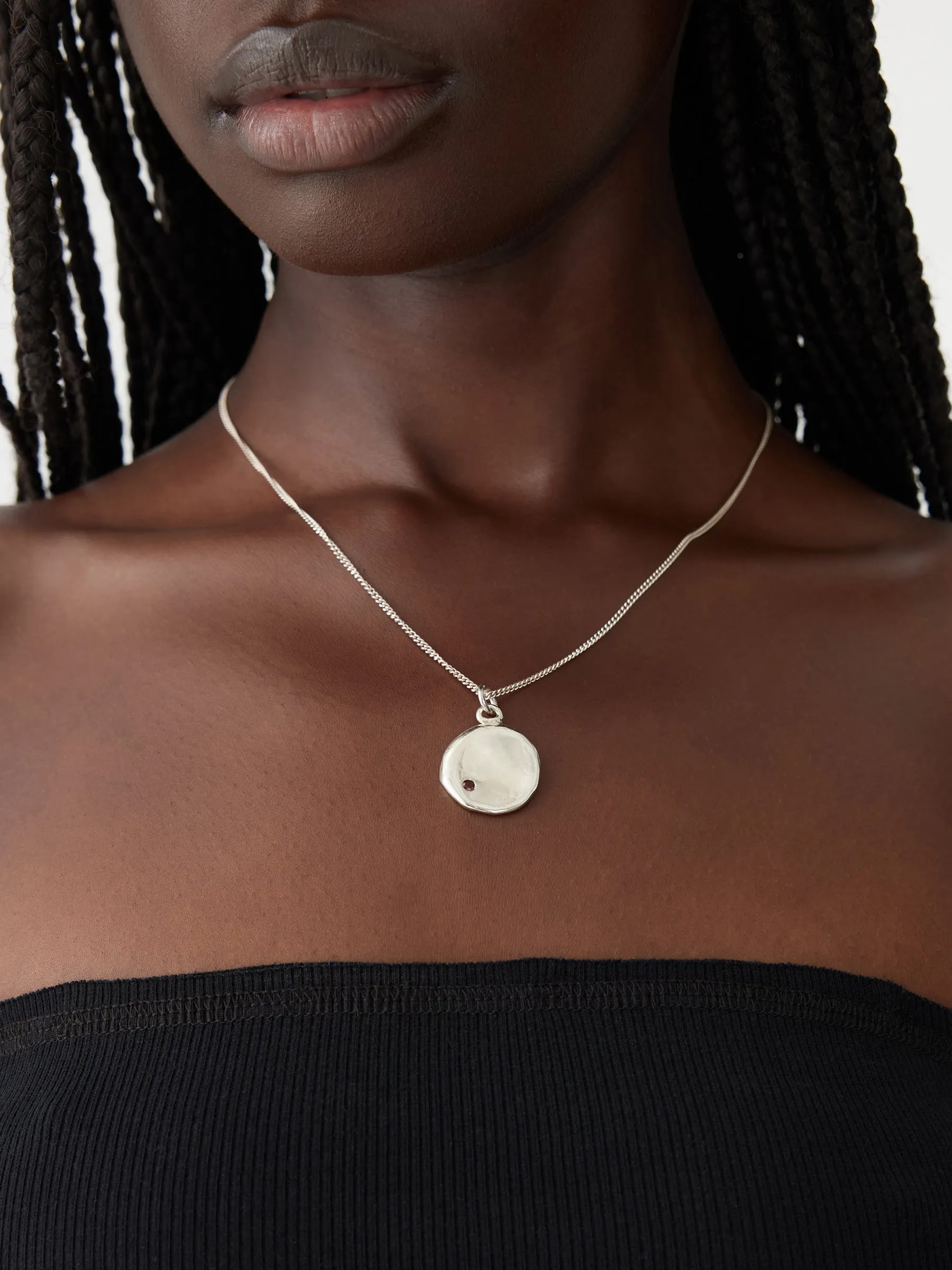 released from love garnet dot necklace