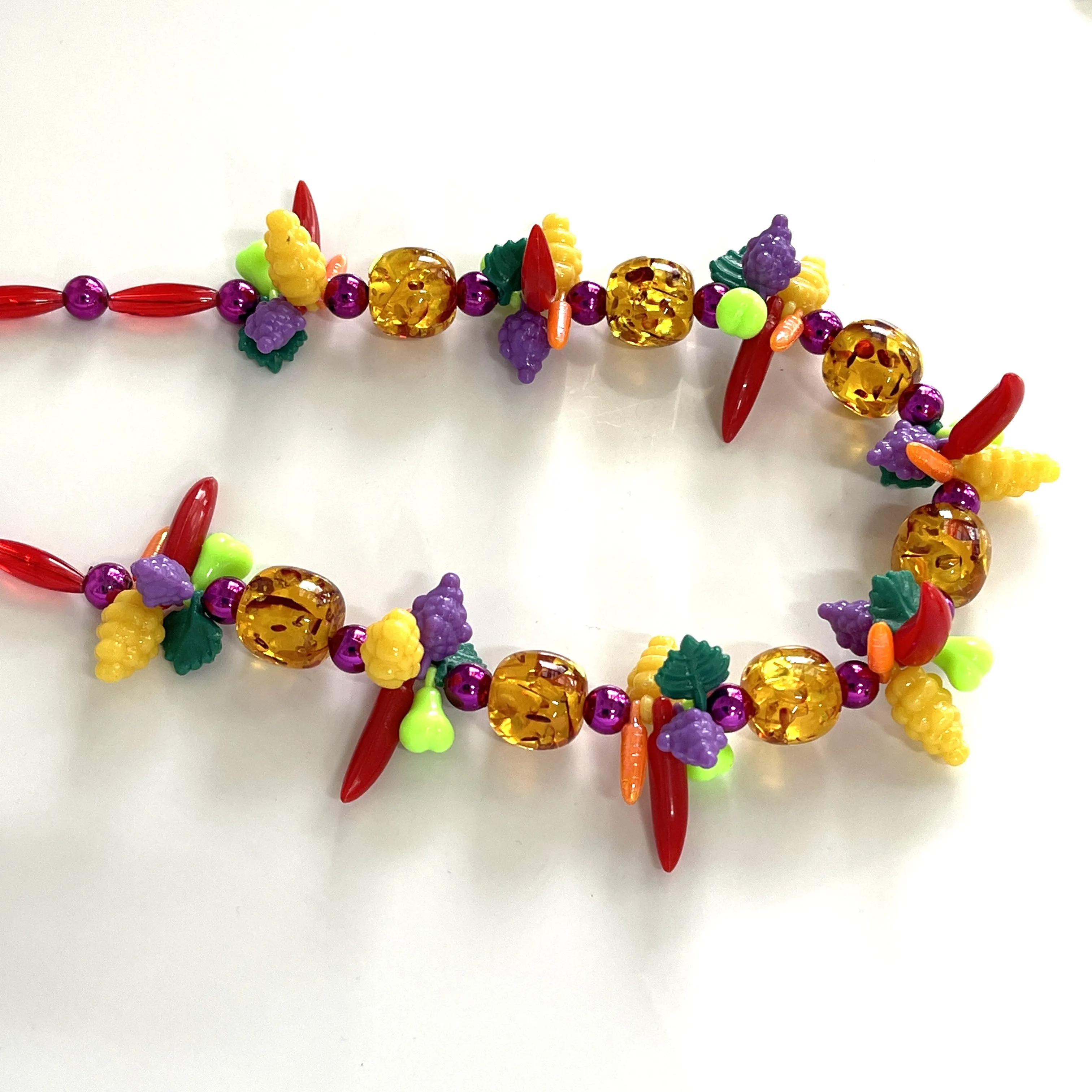 Retro Look Chilli & Fruit Necklace