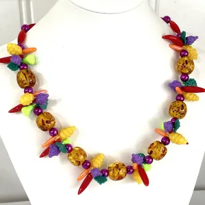 Retro Look Chilli & Fruit Necklace