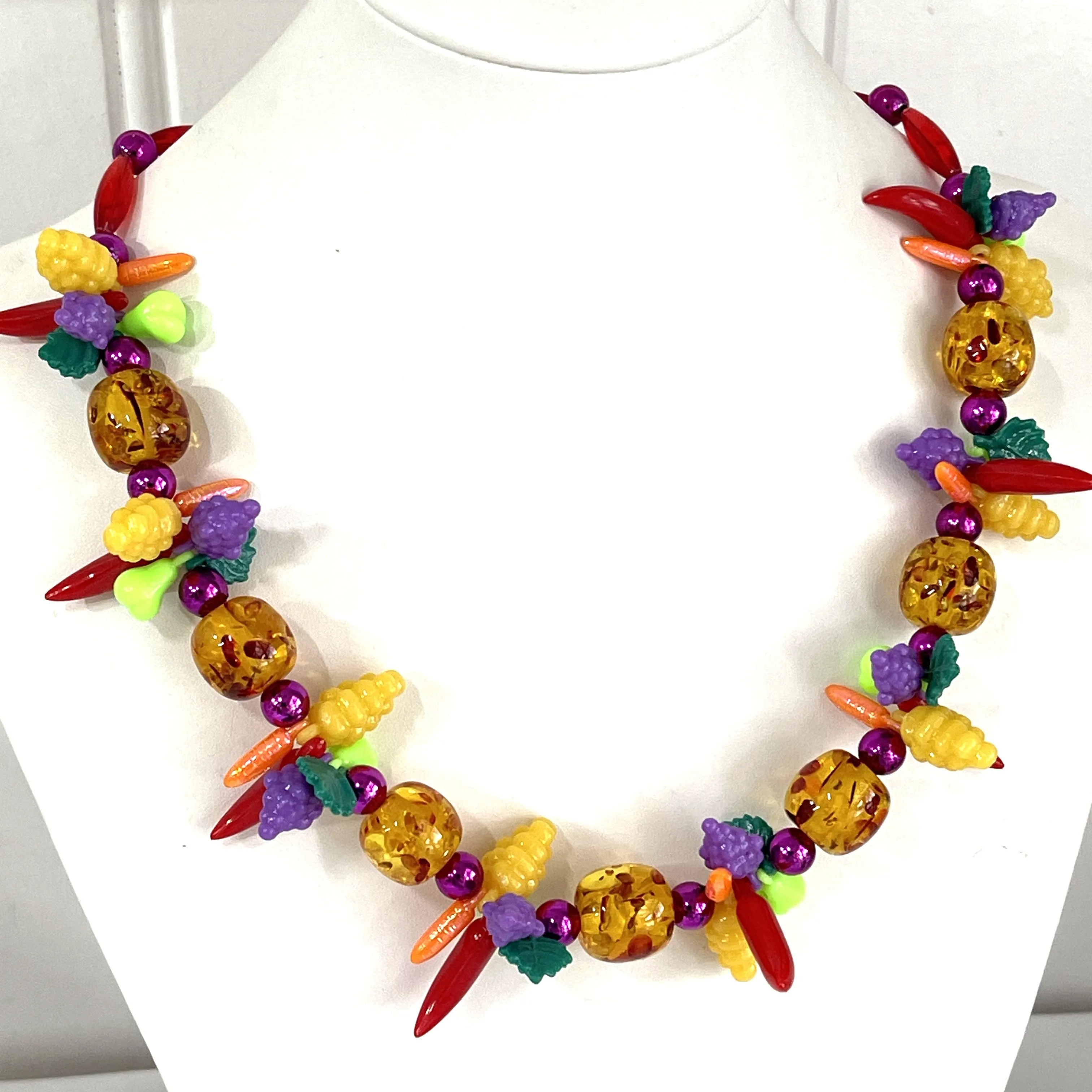 Retro Look Chilli & Fruit Necklace