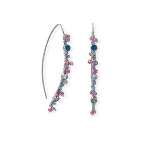 Rhodium Plated Marquise Wire Beaded Earring