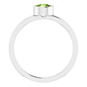 Rhodium-Plated Sterling Silver 5 mm Imitation Peridot Ring