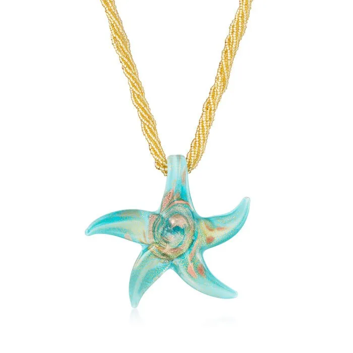 Ross-Simons Italian Murano Glass Starfish Necklace