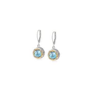 Round Blue Topaz Earrings