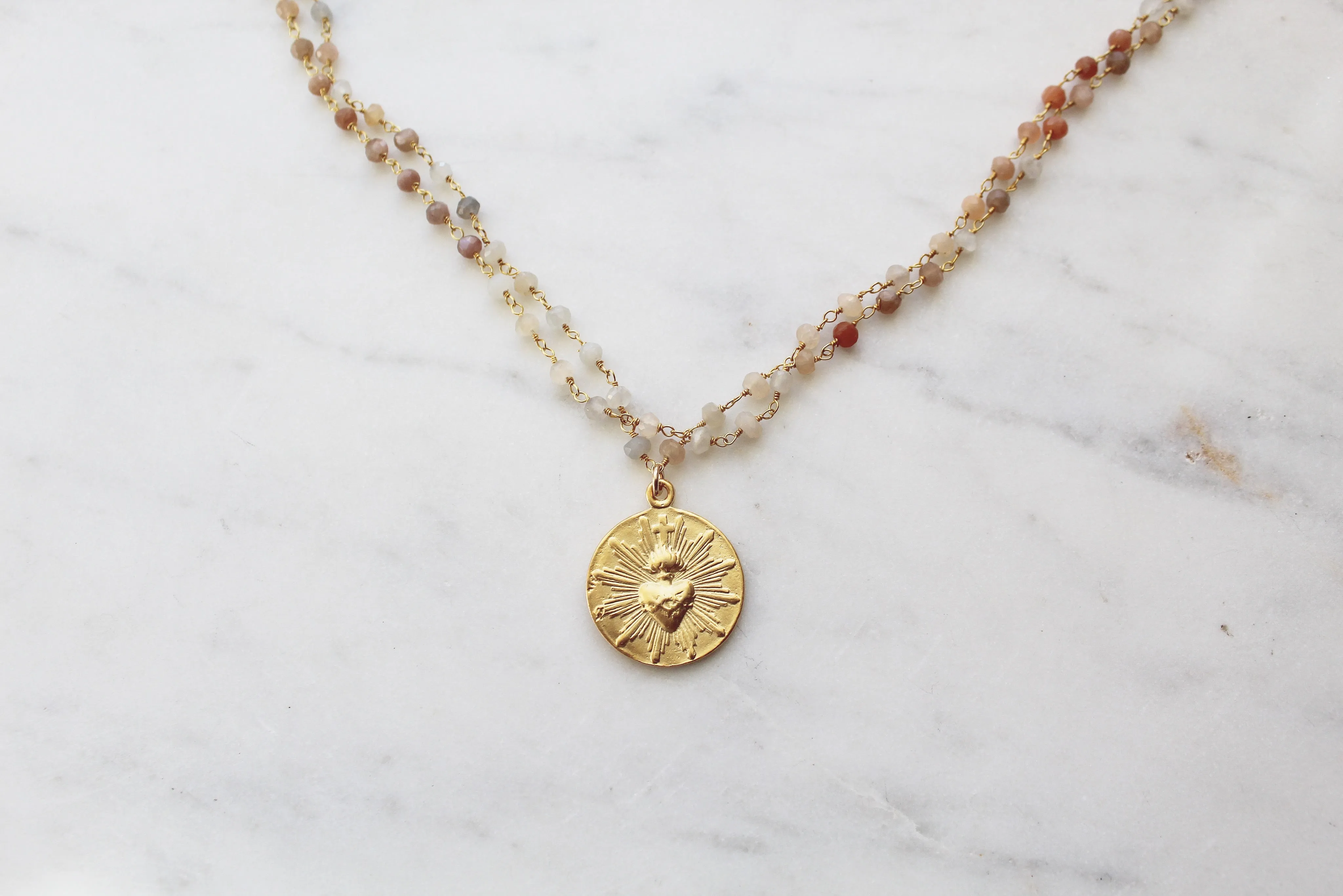 Sacred Heart Moonstone Necklace