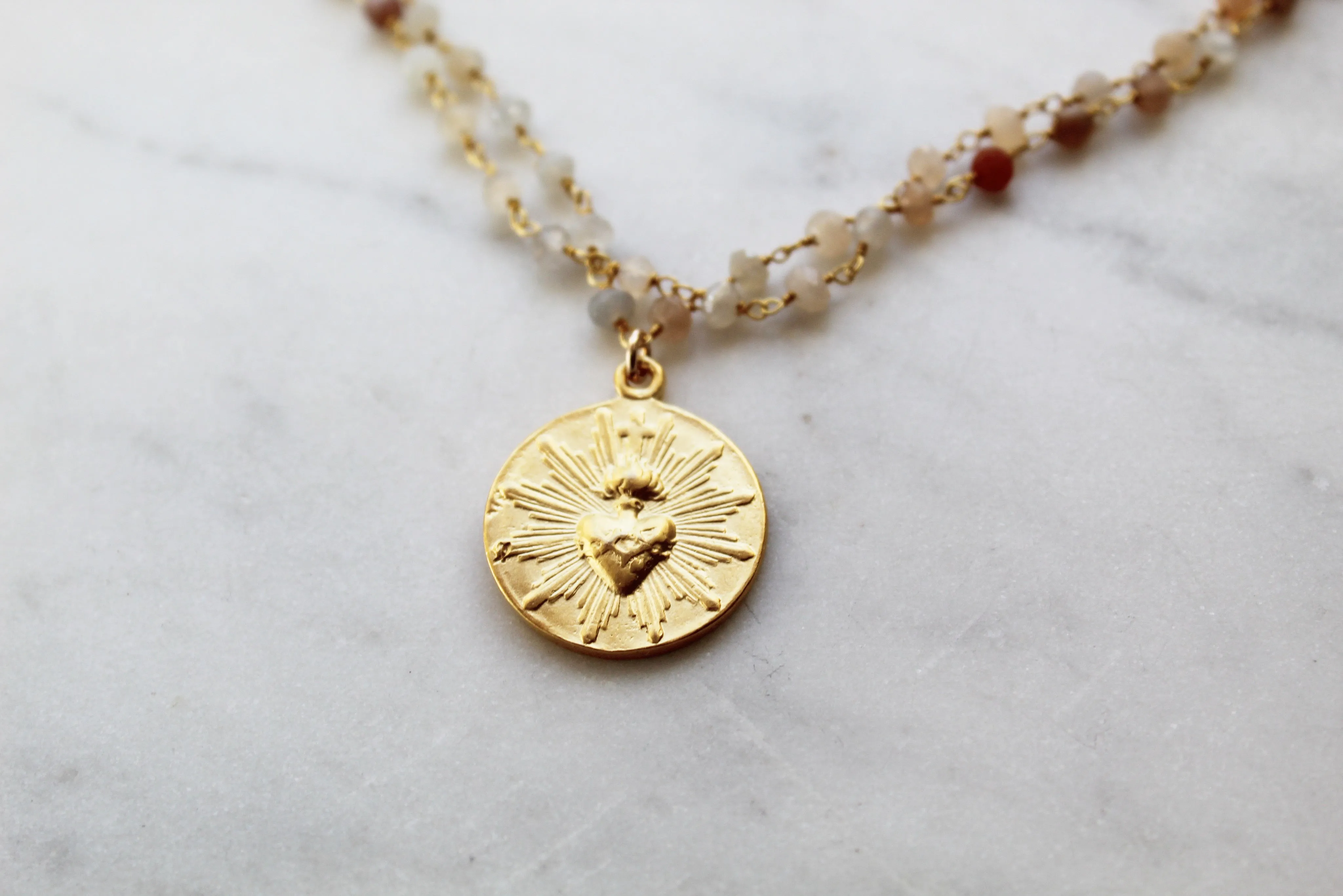 Sacred Heart Moonstone Necklace