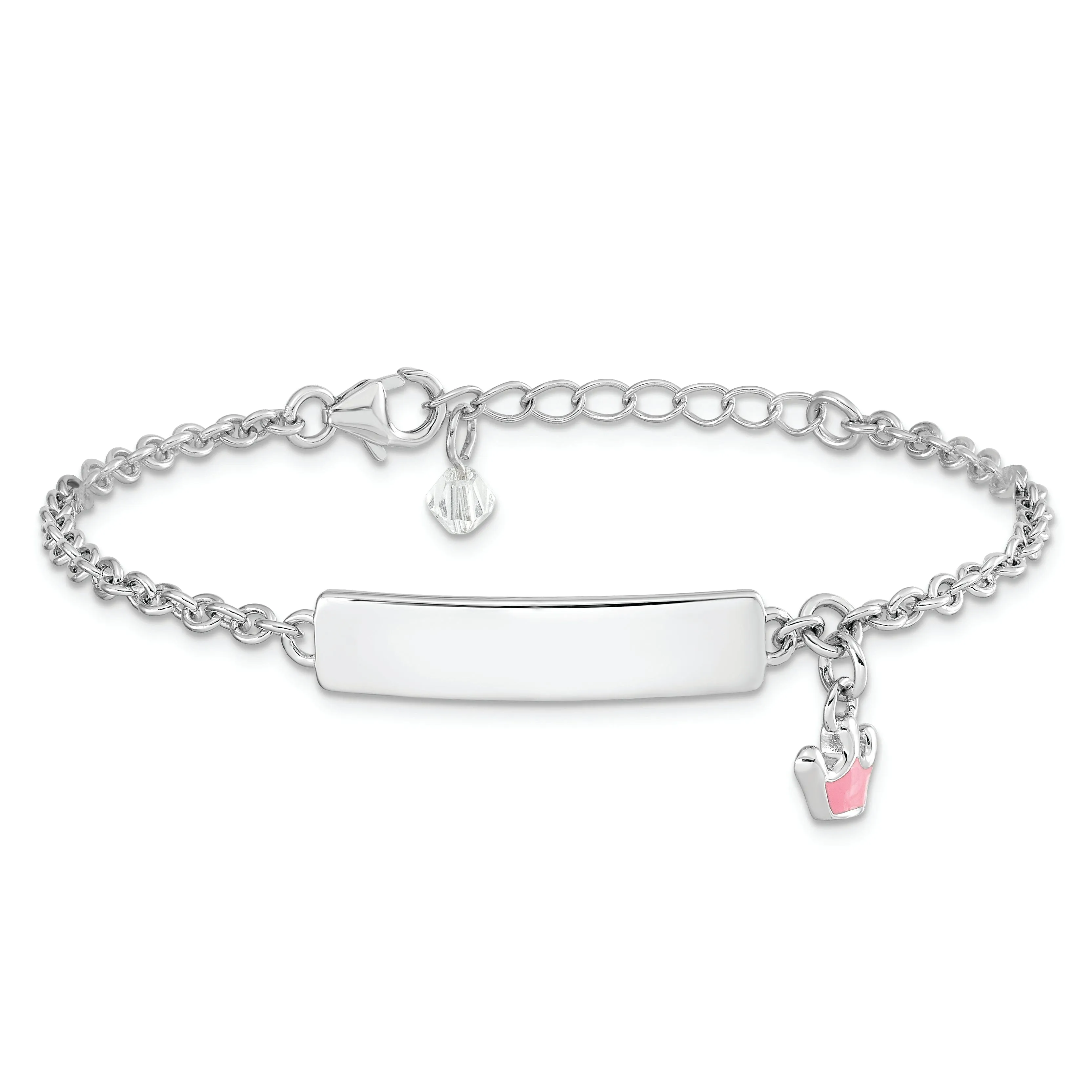 Silver Polished Finish Enameled Crown Bracelet
