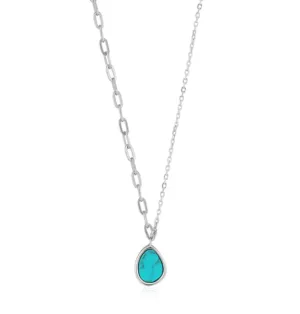Silver Tidal Turquoise Mixed Link Necklace