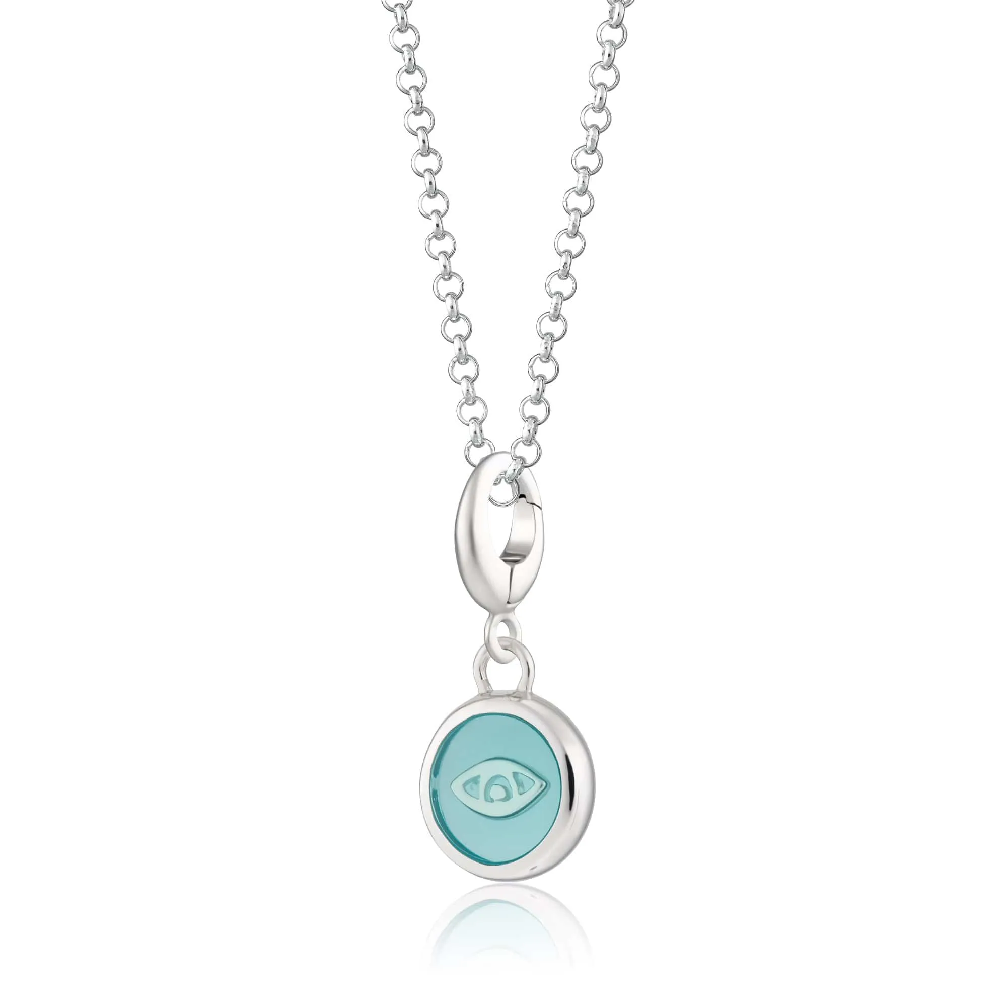 Silver Turquoise Eye Resin Capture Necklace