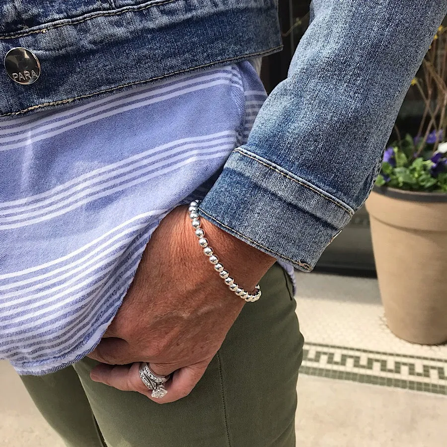 Small Beaded Bracelet - Sterling Silver - Quick Ship