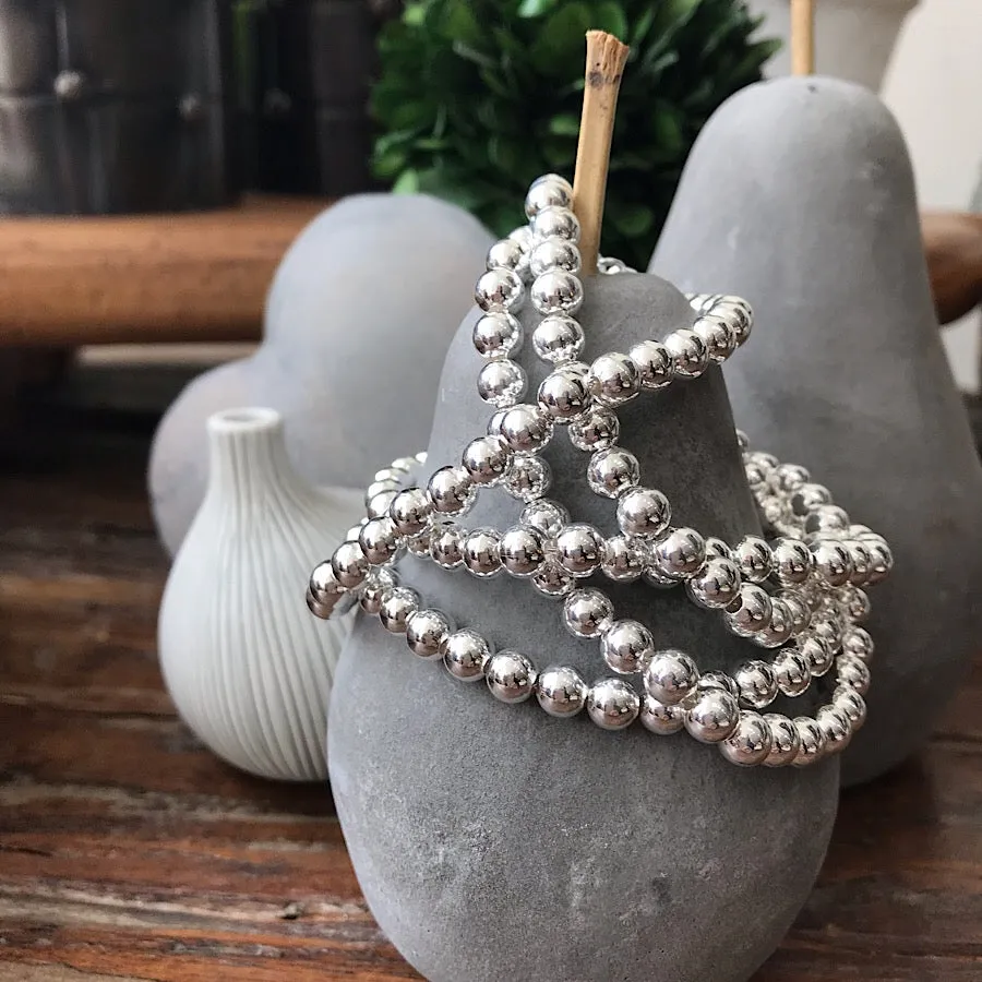 Small Beaded Bracelet - Sterling Silver - Quick Ship