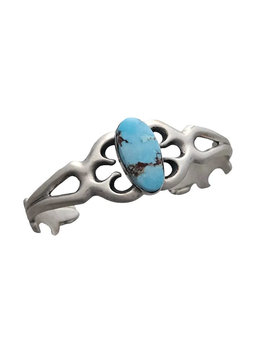 Stamped Sterling Silver Golden Hills Turquoise Stone Bracelet
