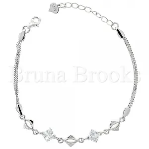 Sterling Silver 03.183.0056.06 Fancy Bracelet, with  Cubic Zirconia, Rhodium Tone