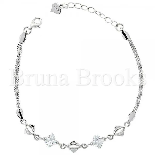 Sterling Silver 03.183.0056.06 Fancy Bracelet, with  Cubic Zirconia, Rhodium Tone