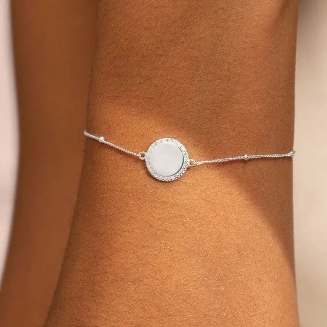 Sterling Silver 18th Birthday Disc Pave 16cm   3cm Bracelet JJS0009