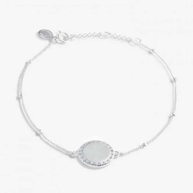 Sterling Silver 18th Birthday Disc Pave 16cm   3cm Bracelet JJS0009