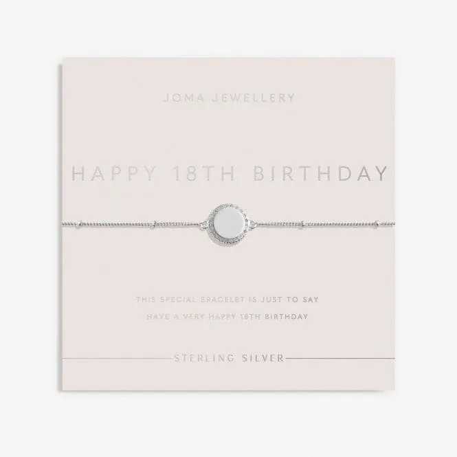 Sterling Silver 18th Birthday Disc Pave 16cm   3cm Bracelet JJS0009