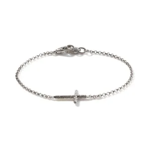 Sterling Silver  Chain Bracelet with Cross Size 7