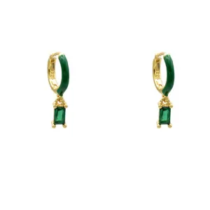 Sterling Silver Gold Plated Emerald CZ Dangle Earrings