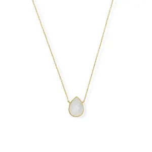 Sterling Silver Gold Plated Pear Rainbow Moonstone Necklace