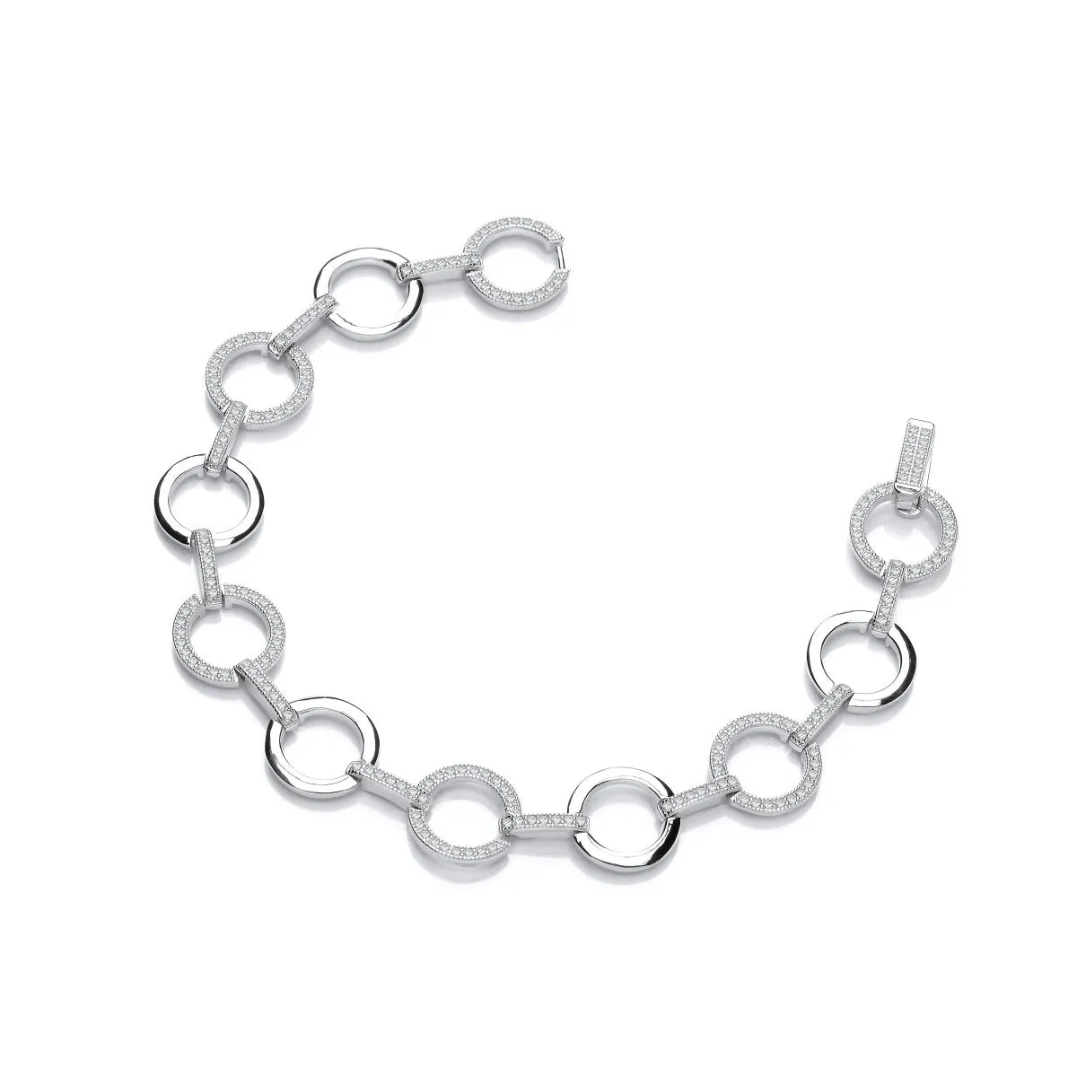 Sterling Silver Interlinking CZ Bracelet