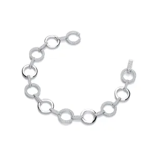 Sterling Silver Interlinking CZ Bracelet