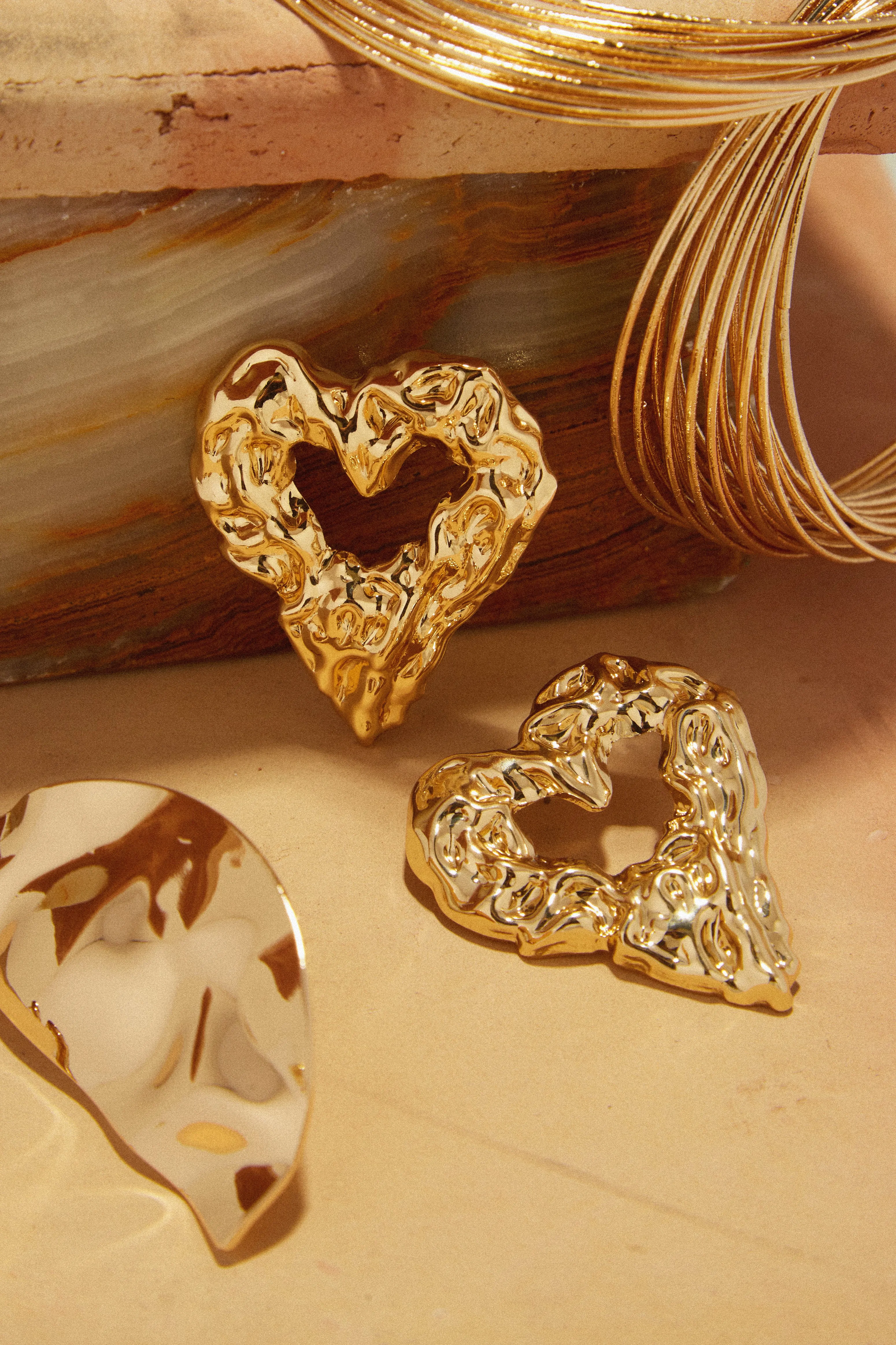 Summer Fling Statement Heart Earring - Gold