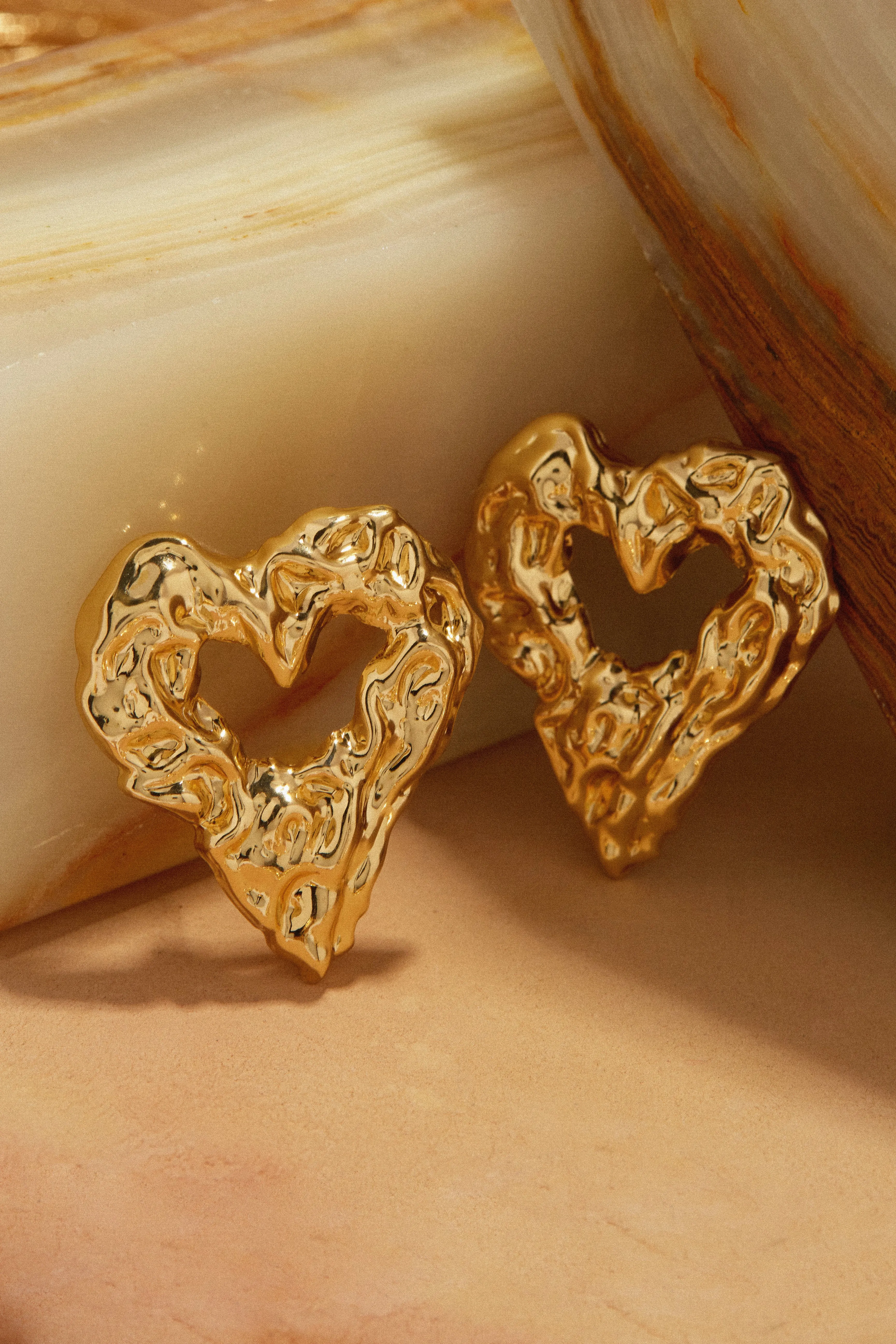 Summer Fling Statement Heart Earring - Gold
