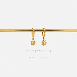 Sun Drop Hoop Earrings, Huggies, Gold, Silver SHEMISLI - SH167 (plain hoop), SH620 (cz hoop)