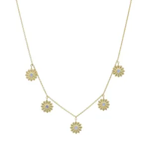 Sunflower Gold Moonstone Chain Necklace