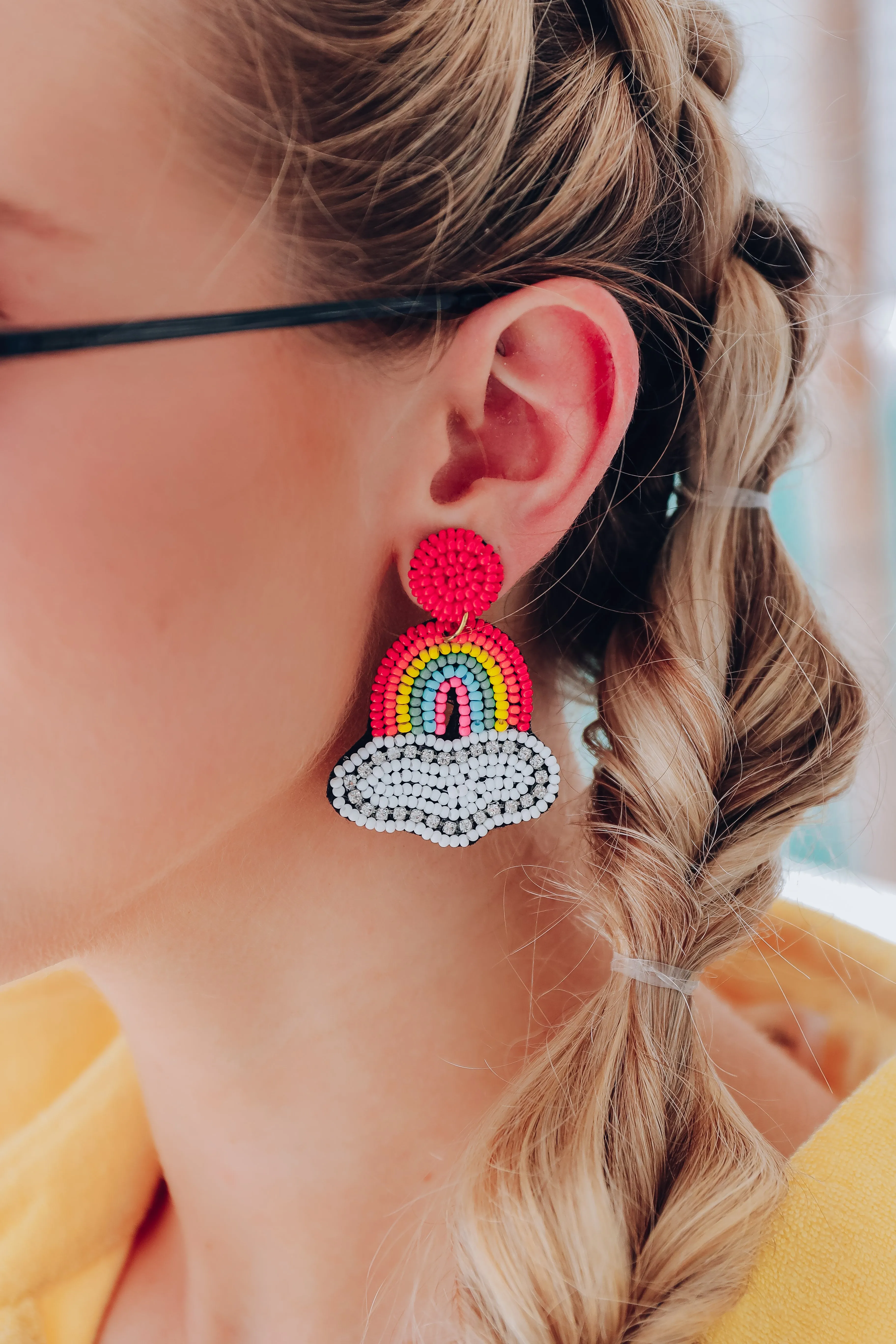 Sunshine and Rainbow Beaded Earrings