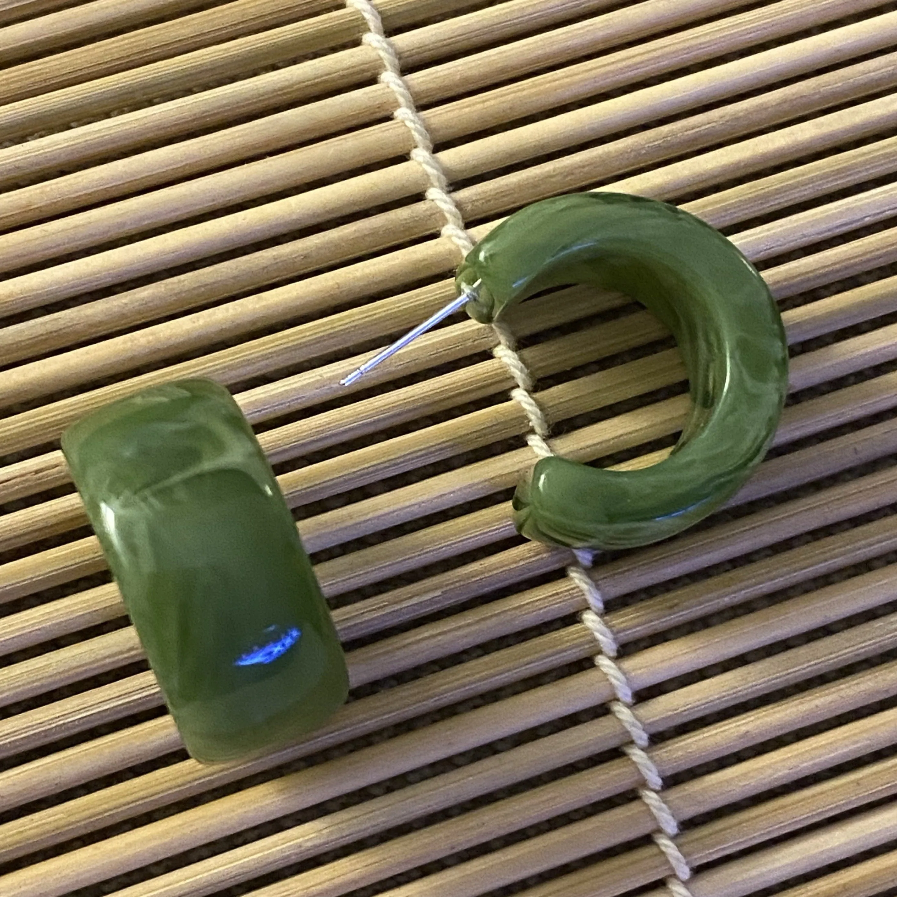 Thalia Jade Green Huggie Earrings