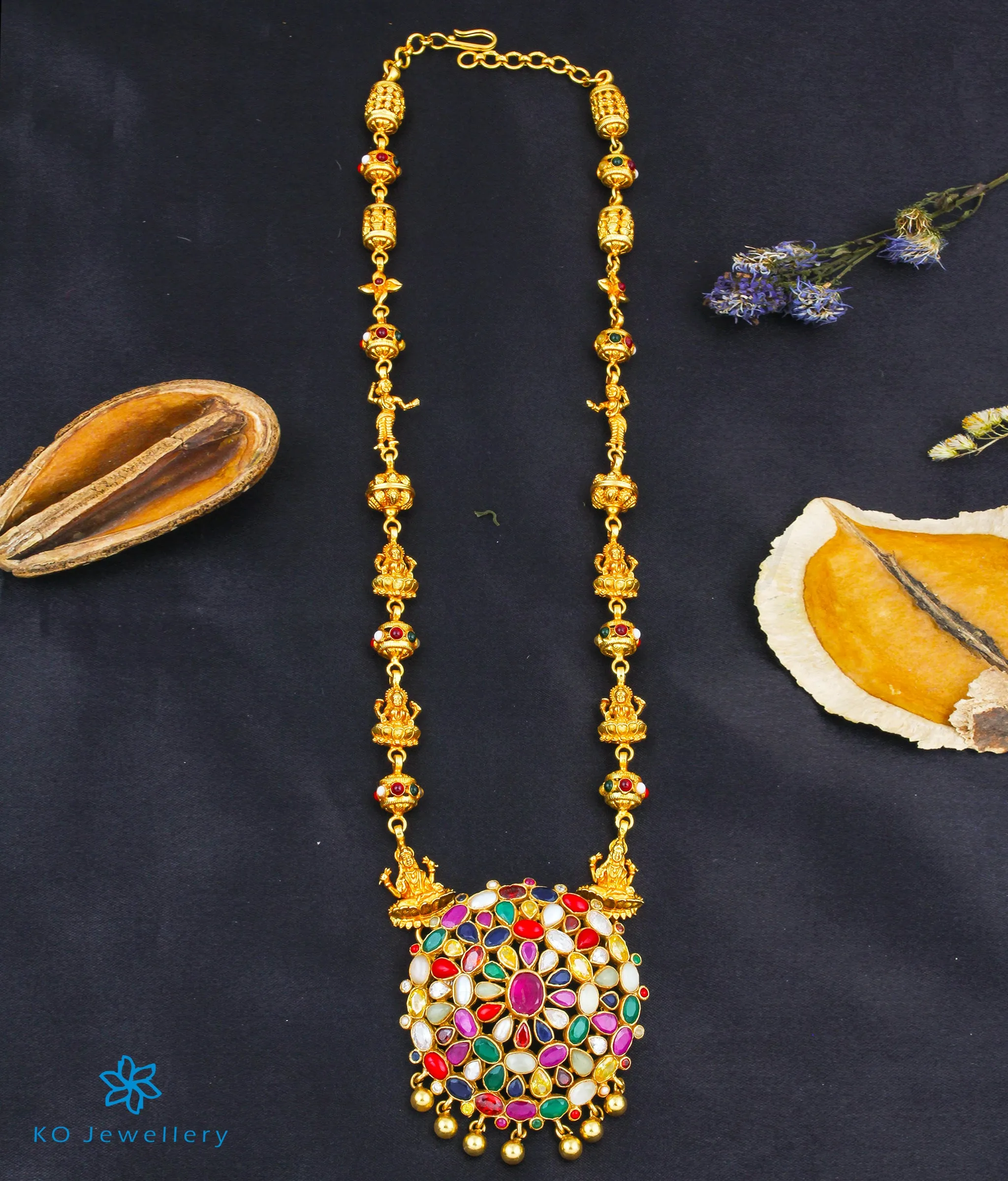 The Akriti Silver Navratna  Necklace
