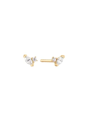 The Duet Cultured Diamond 9ct Solid Gold Stud Earrings