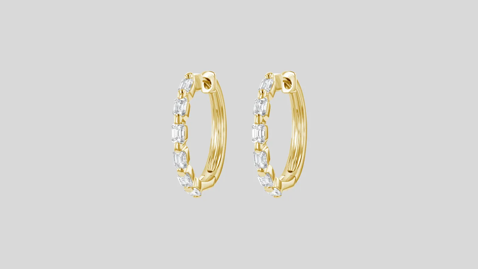 The Emerald Cut Multiple Diamond Hoops