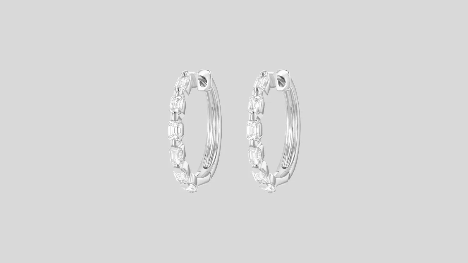 The Emerald Cut Multiple Diamond Hoops