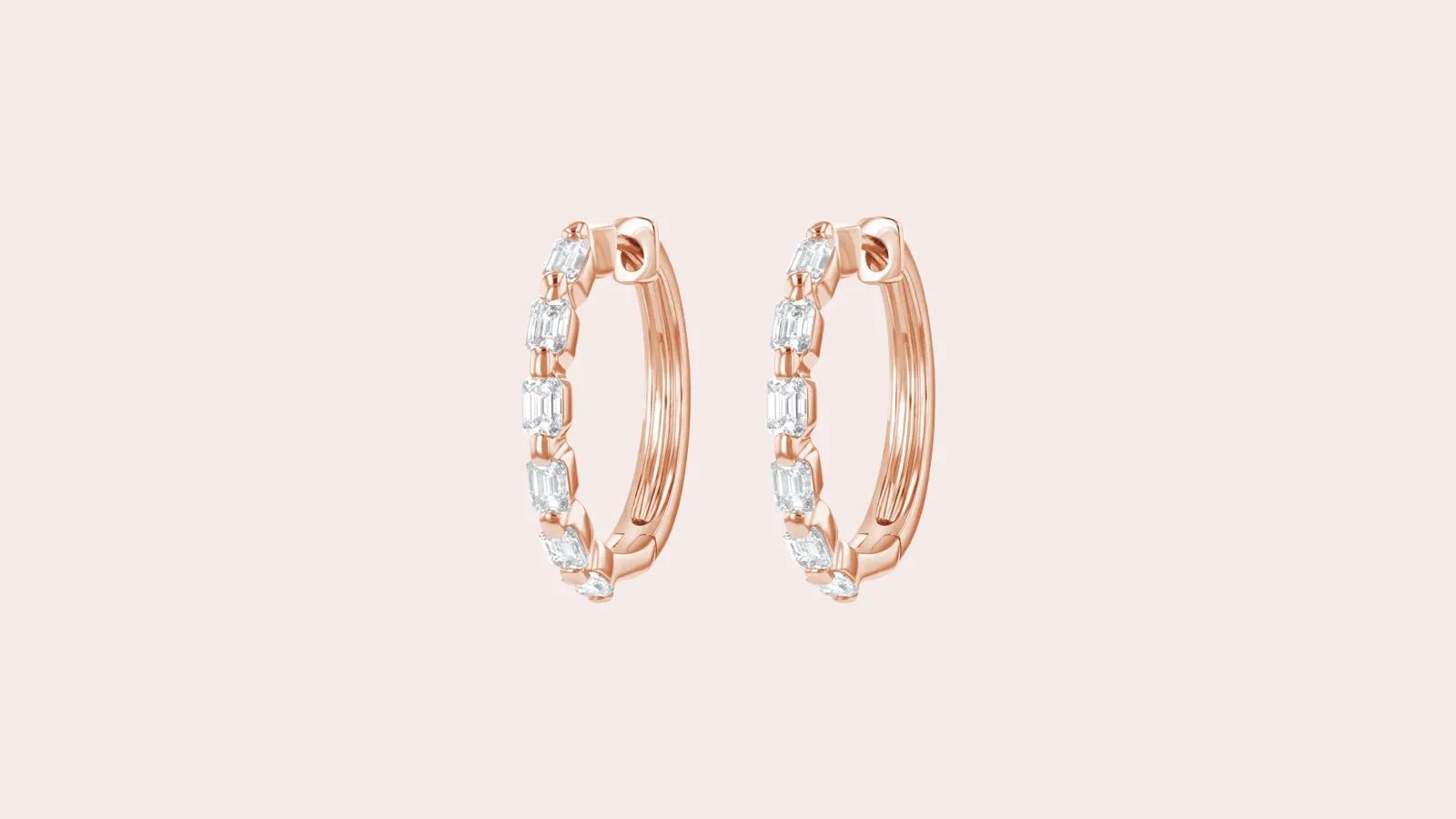 The Emerald Cut Multiple Diamond Hoops