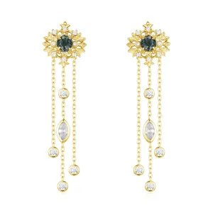 Trellis Moss Agate Earrings (Yellow Gold)