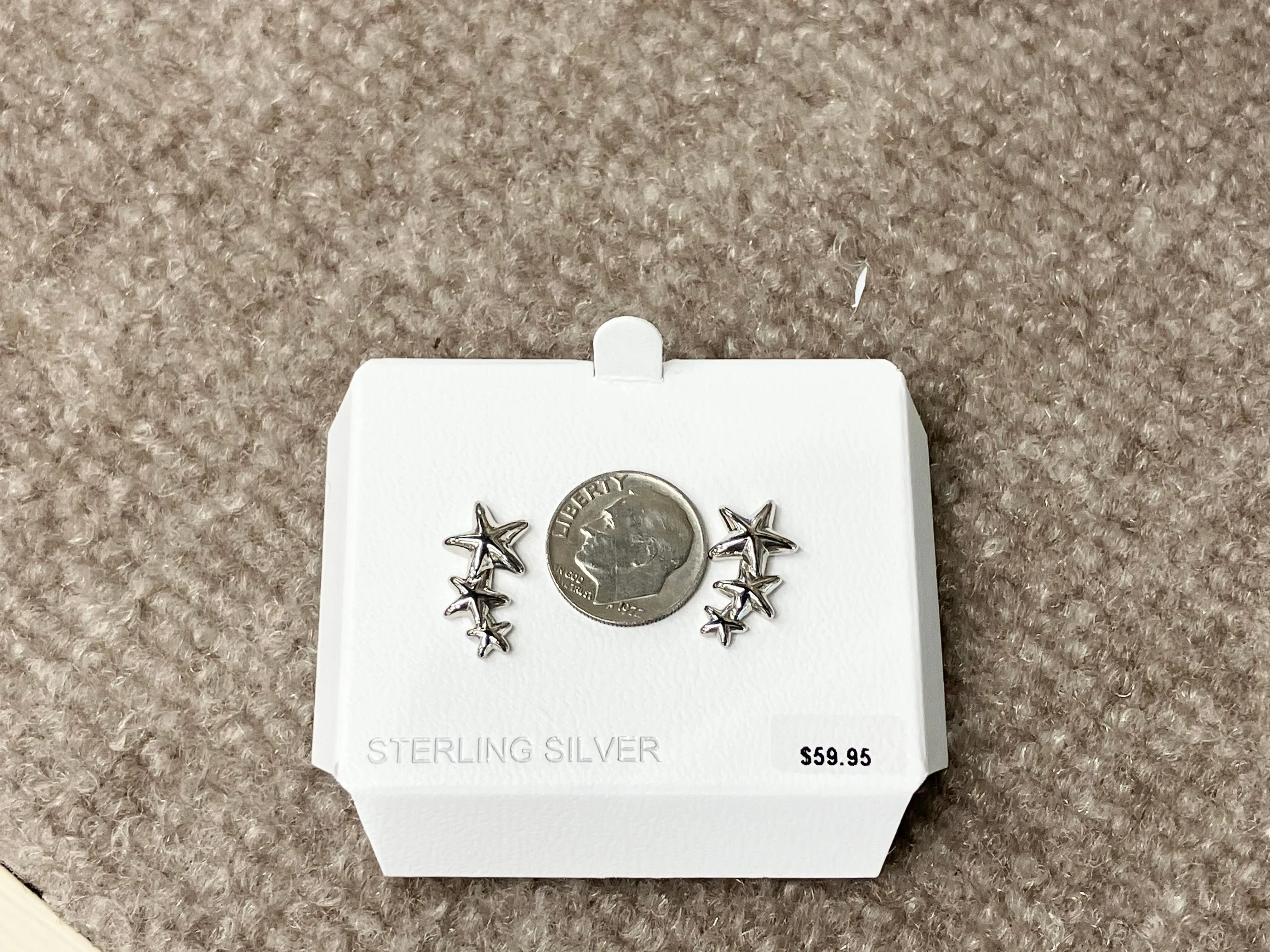 Triple Star Climber Silver Earrings