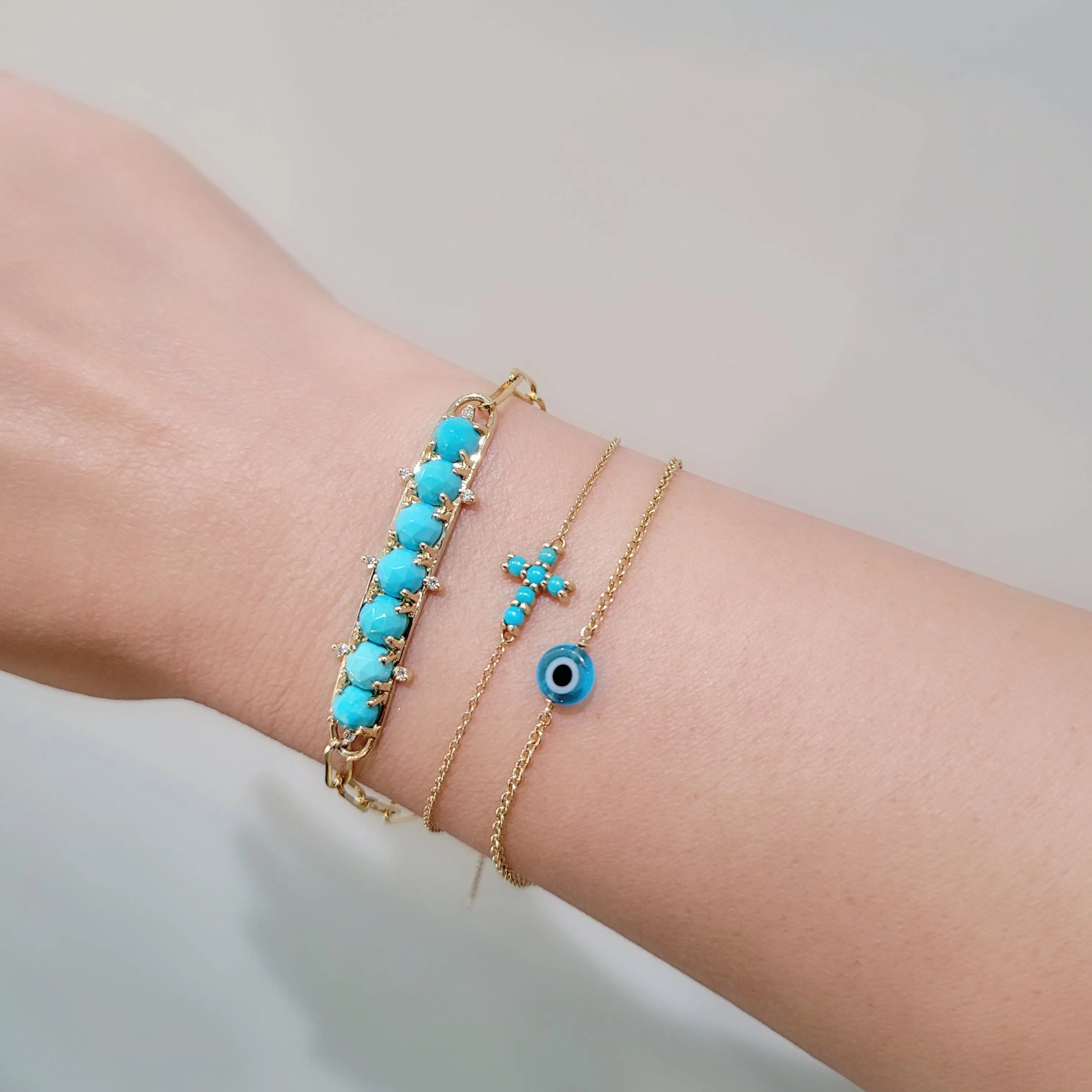 Turquoise and Diamond Bar Bracelet - custom order