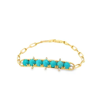 Turquoise and Diamond Bar Bracelet - custom order