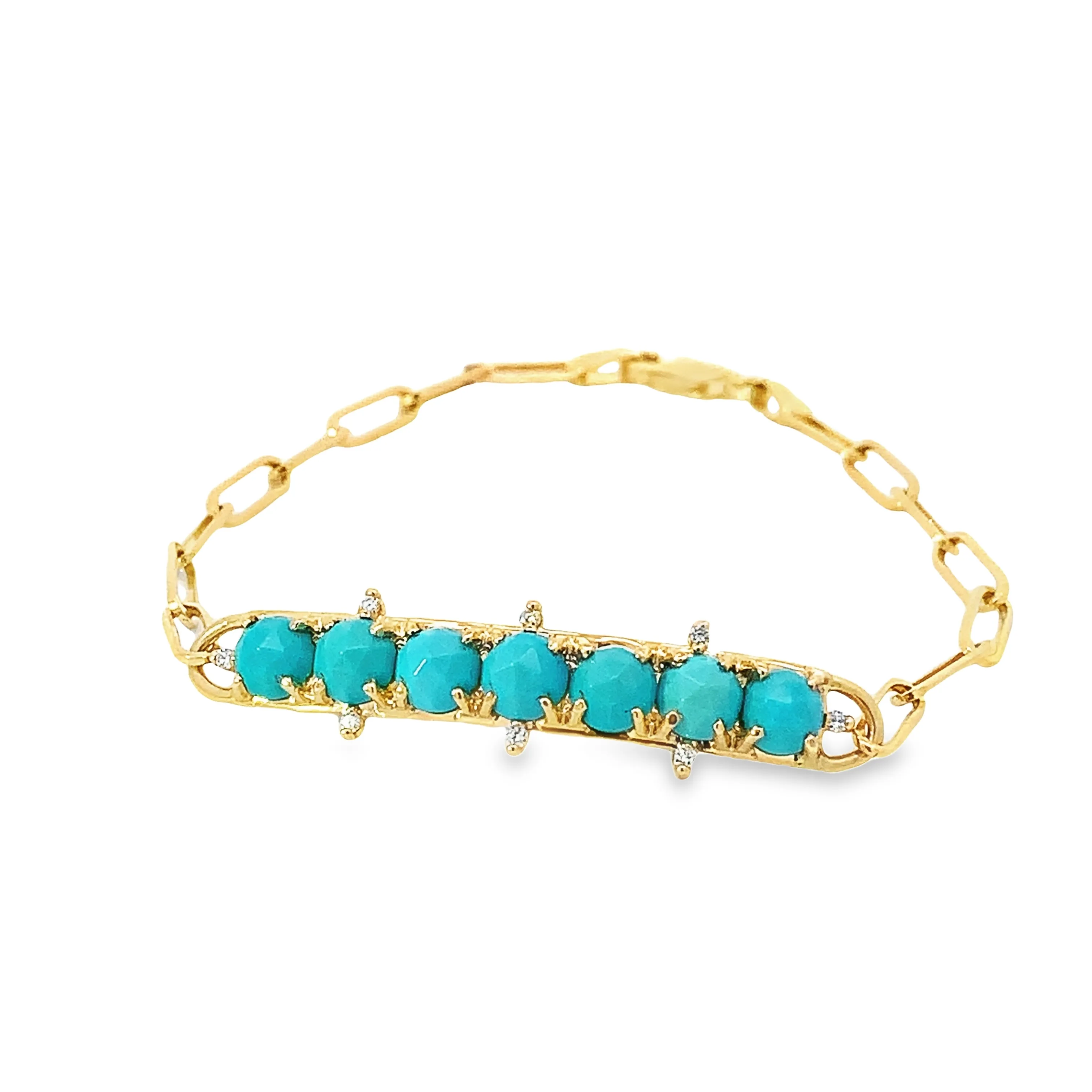 Turquoise and Diamond Bar Bracelet - custom order