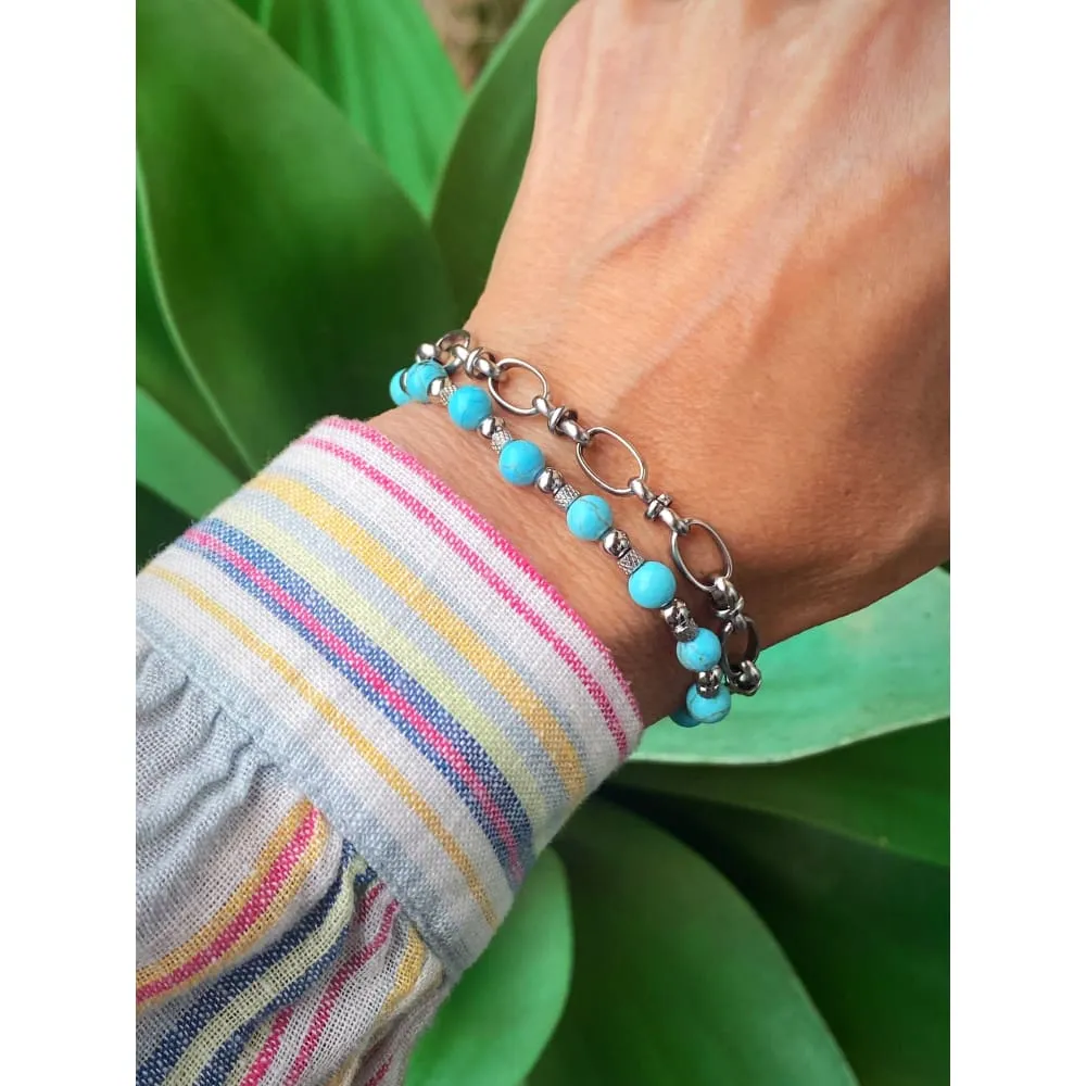 TURQUOISE BEADED BRACELET