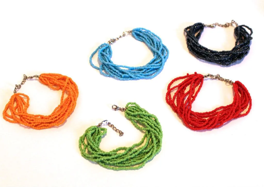 Turquoise Color Beaded Multi Strand Mayan Bracelet - Natural Artist